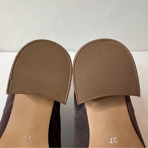 Kiomi Taupe Mocha Tan Pull On Block Heel Suede Ankle Boots Bootie EUR 37/US 6.5 - Picture 14 of 16